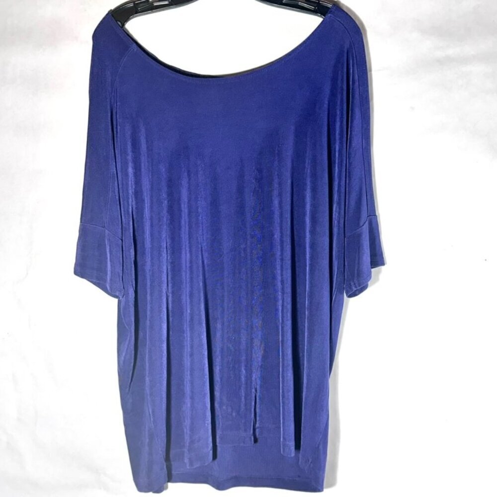 Chicos SIze 2 Travelers Blue Top Blouse Tunic  EUC Size Medium